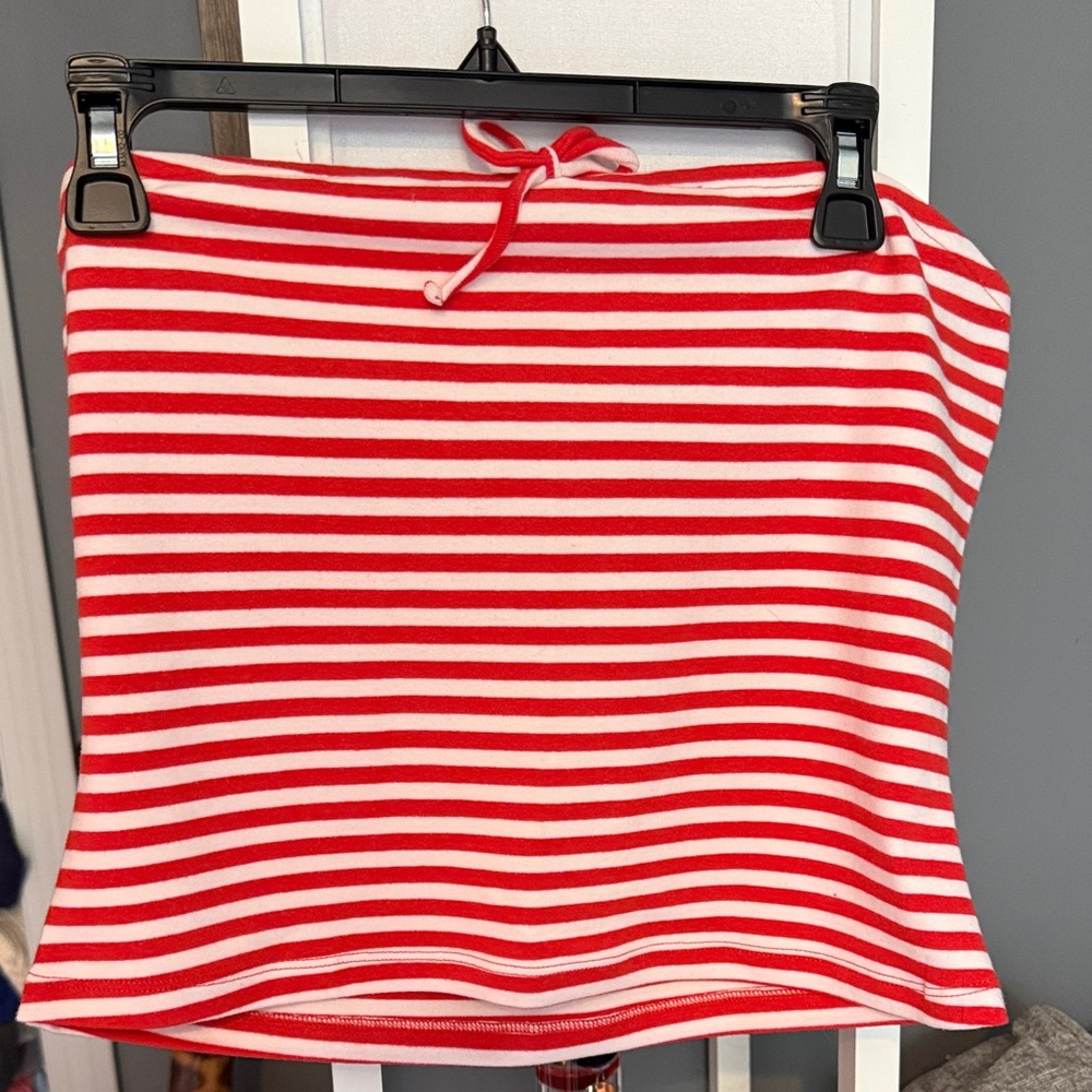 Red and White Striped Tube top